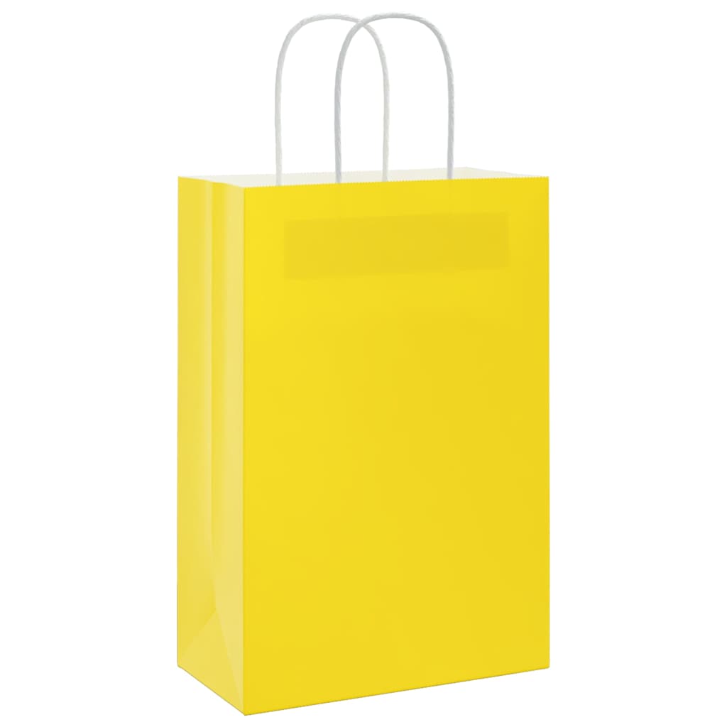 Vidaxl papieren zakken 50 st met hengsels 21x11x31 cm geel