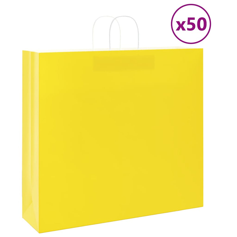 Vidaxl papieren zakken 50 st met hengsels 54x15x49 cm geel