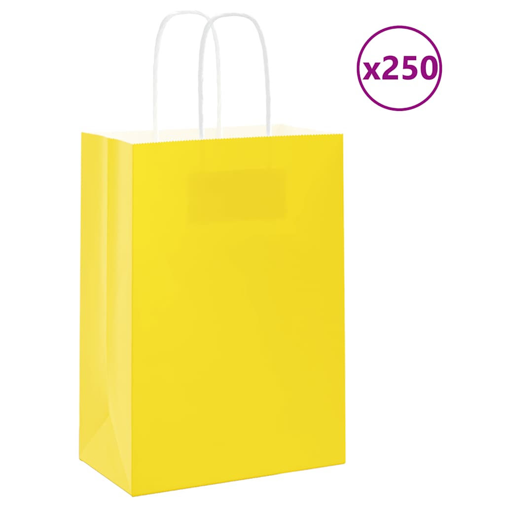 Vidaxl papieren zakken 250 st met hengsels 15x8x21 cm geel