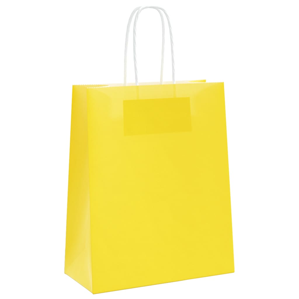 Vidaxl papieren zakken 250 st met hengsels 18x8x22 cm geel