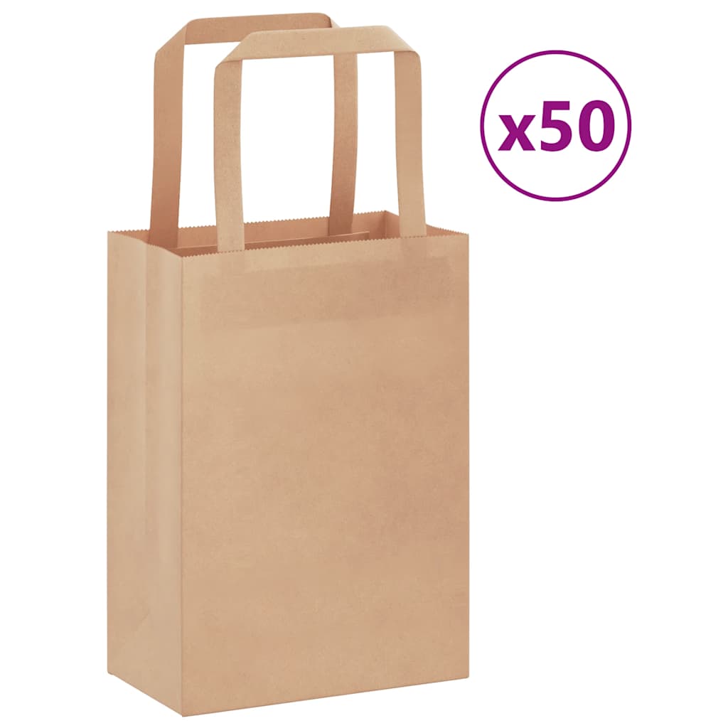 Vidaxl papieren zakken 50 st met hengsels 15x8x21 cm bruin