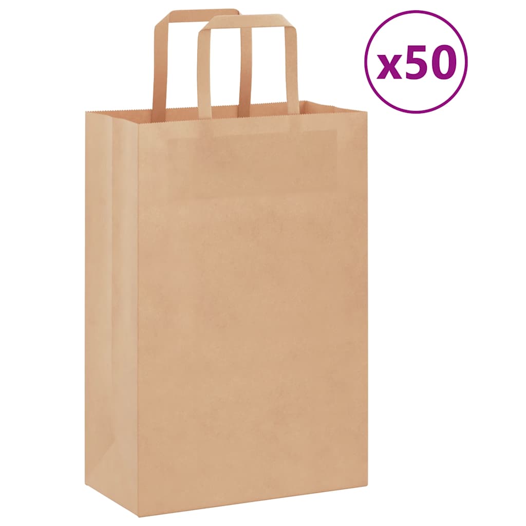 Vidaxl papieren zakken 50 st met hengsels 21x11x31 cm bruin