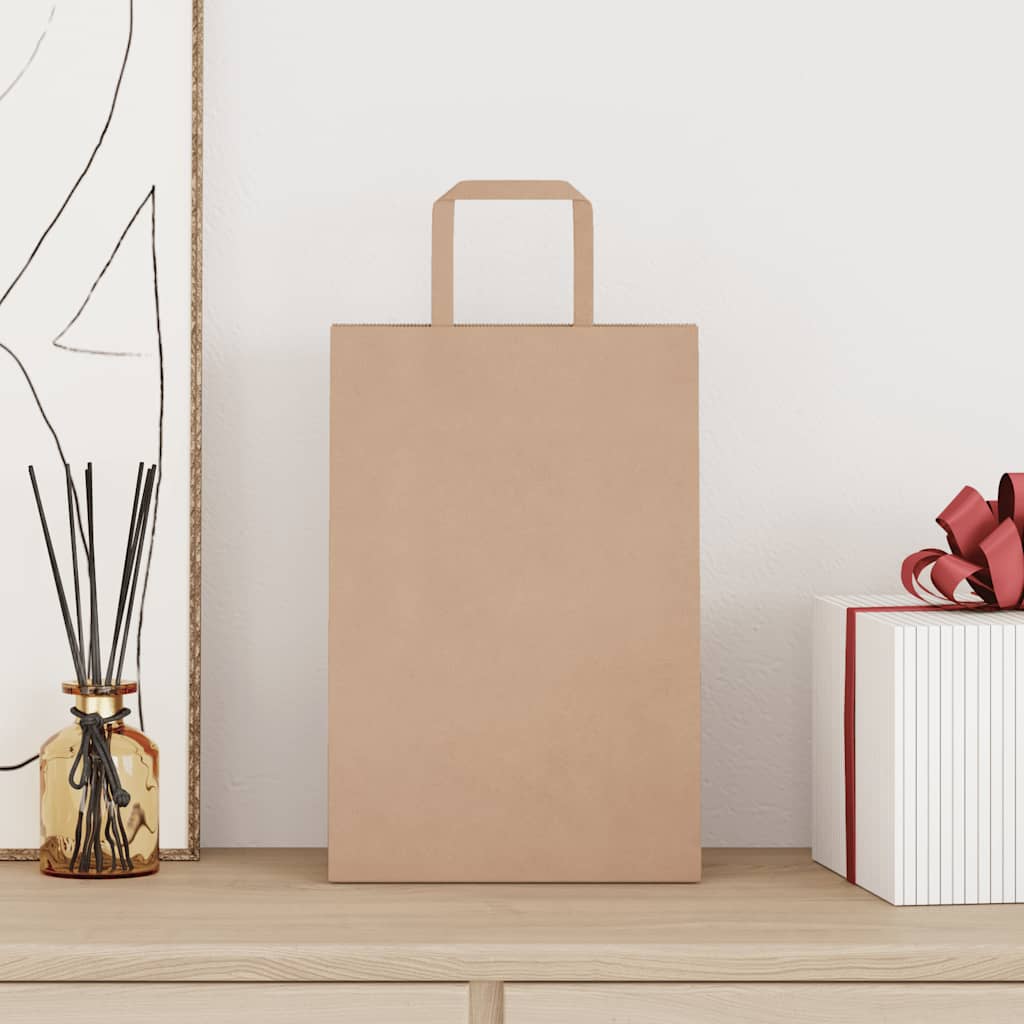 Vidaxl papieren zakken 50 st met hengsels 21x11x31 cm bruin
