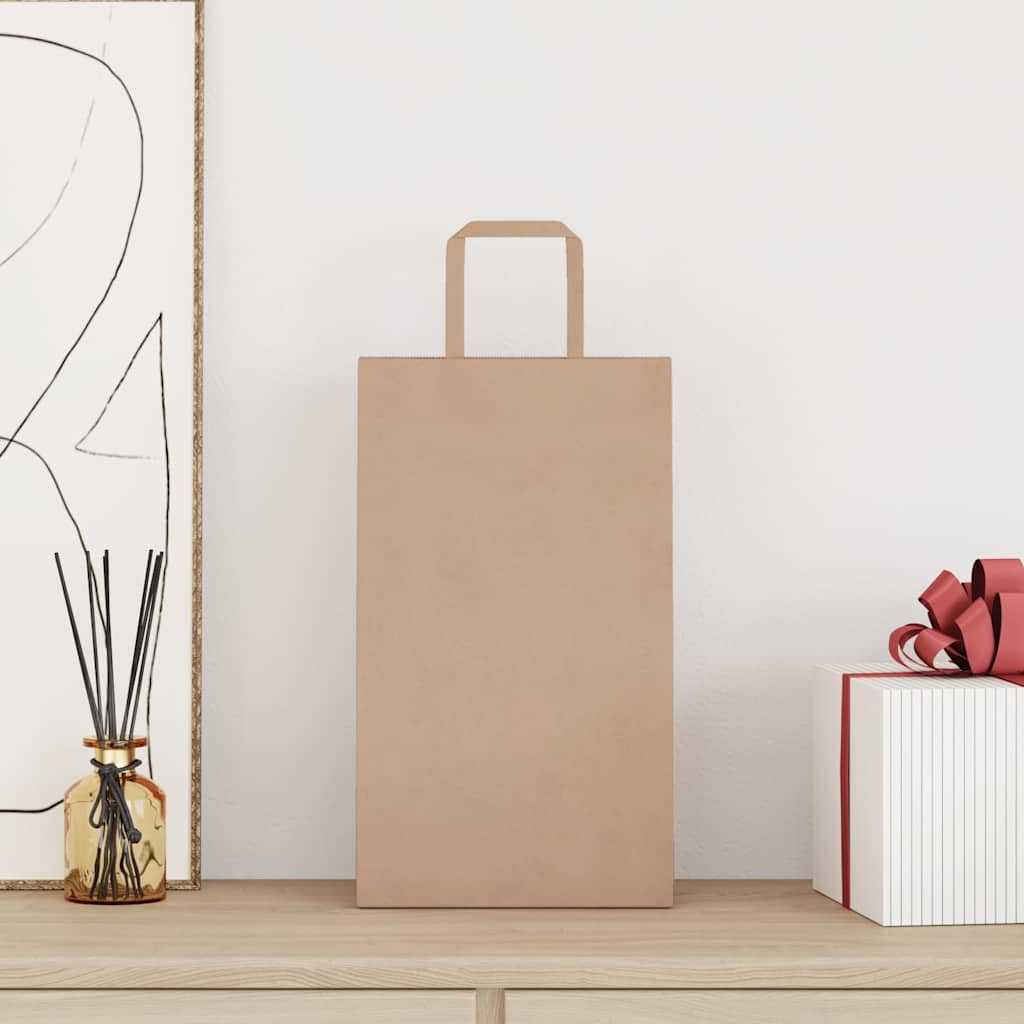 Vidaxl papieren zakken 50 st met hengsels 21x11x36 cm bruin