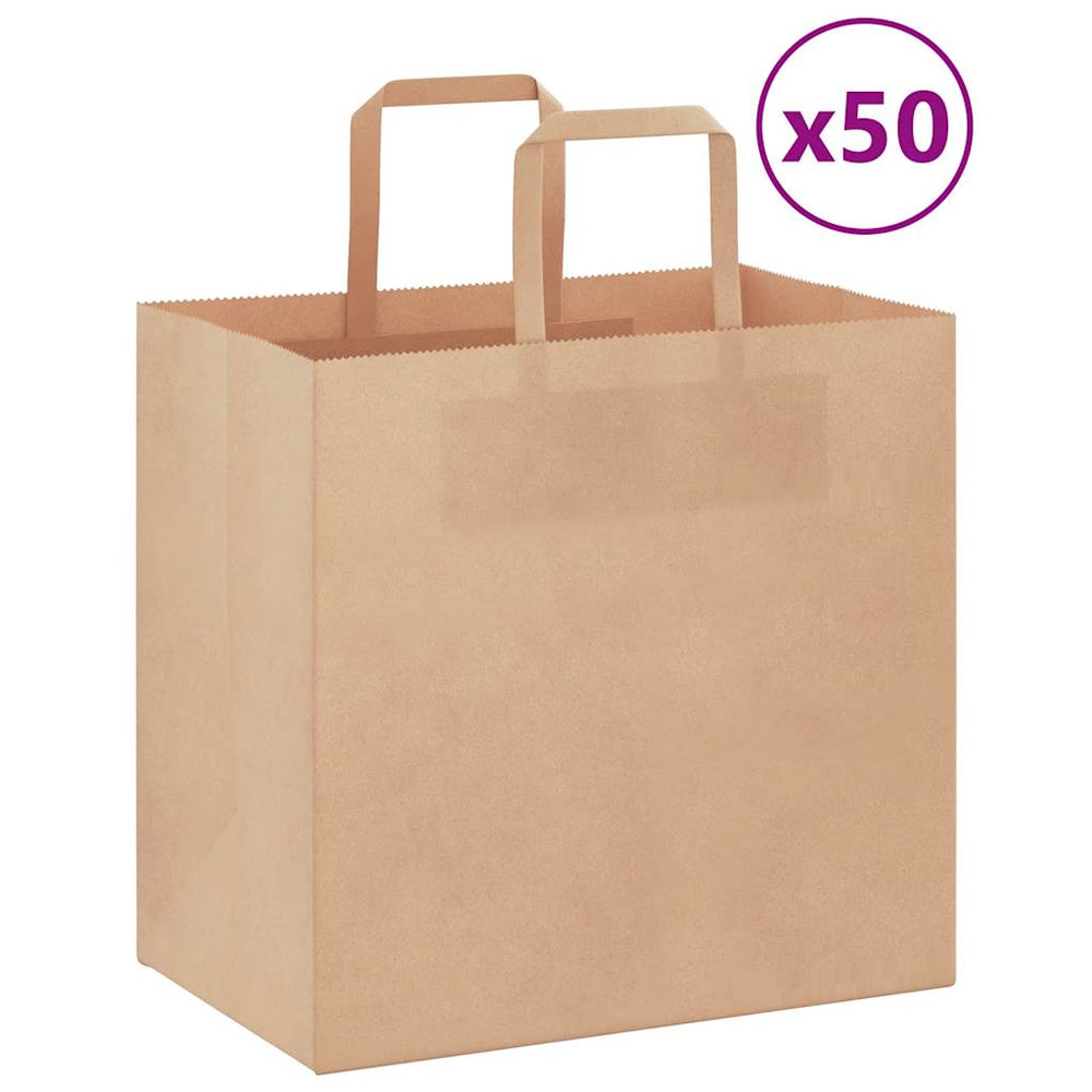Vidaxl papieren zakken 50 st met hengsels 26x17x25 cm bruin