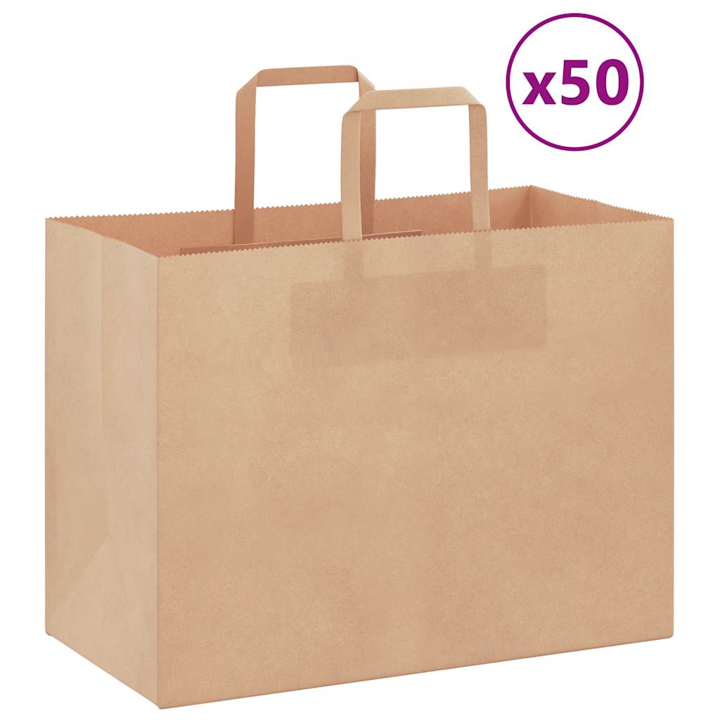 Vidaxl papieren zakken 50 st met hengsels 32x17x25 cm bruin