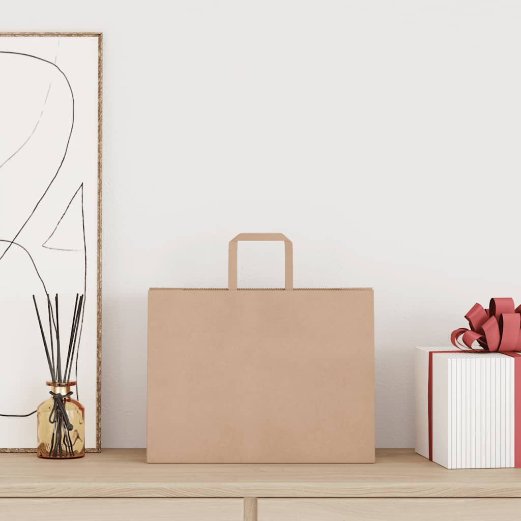 Vidaxl papieren zakken 50 st met hengsels 32x17x25 cm bruin