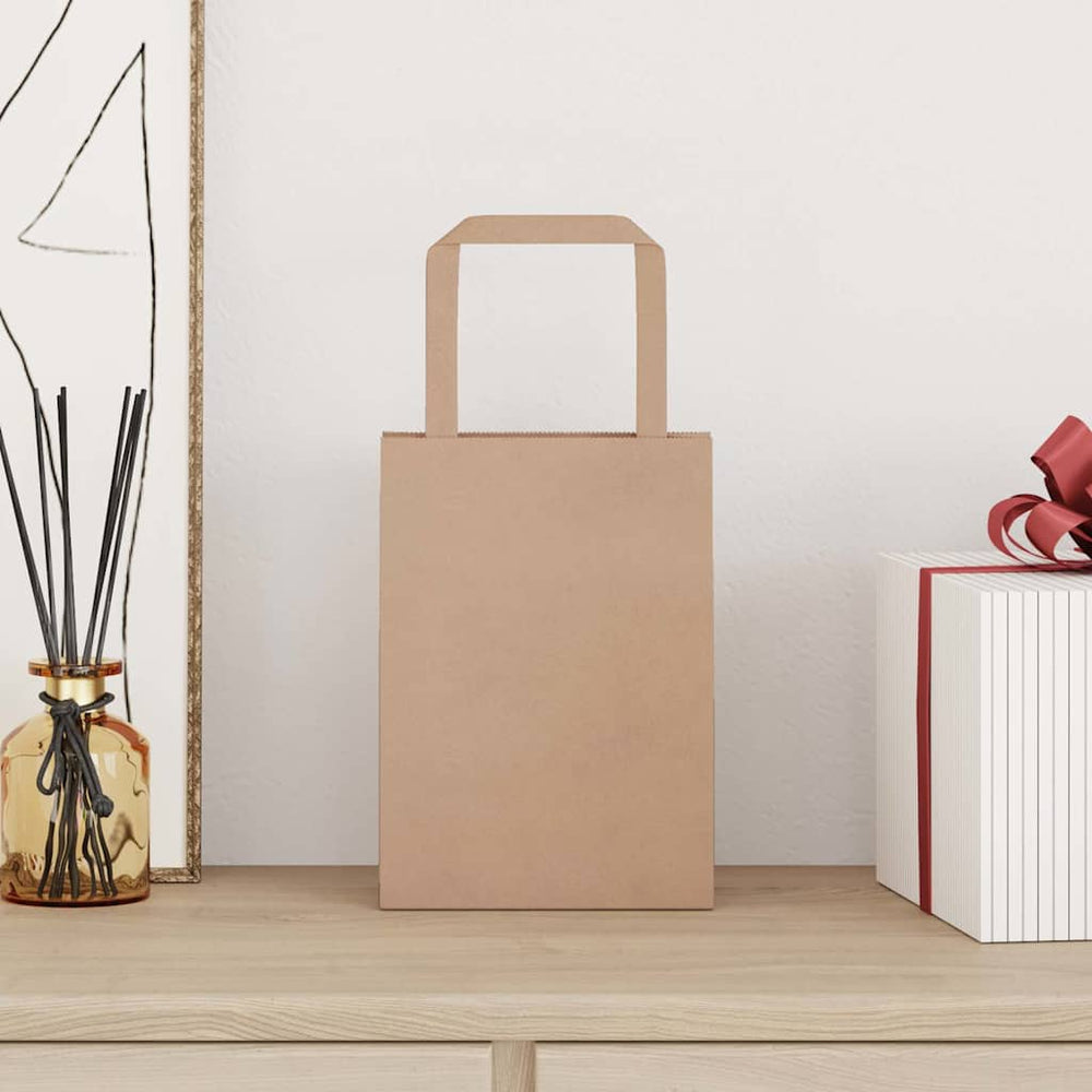 Vidaxl papieren zakken 250 st met hengsels 15x8x21 cm bruin
