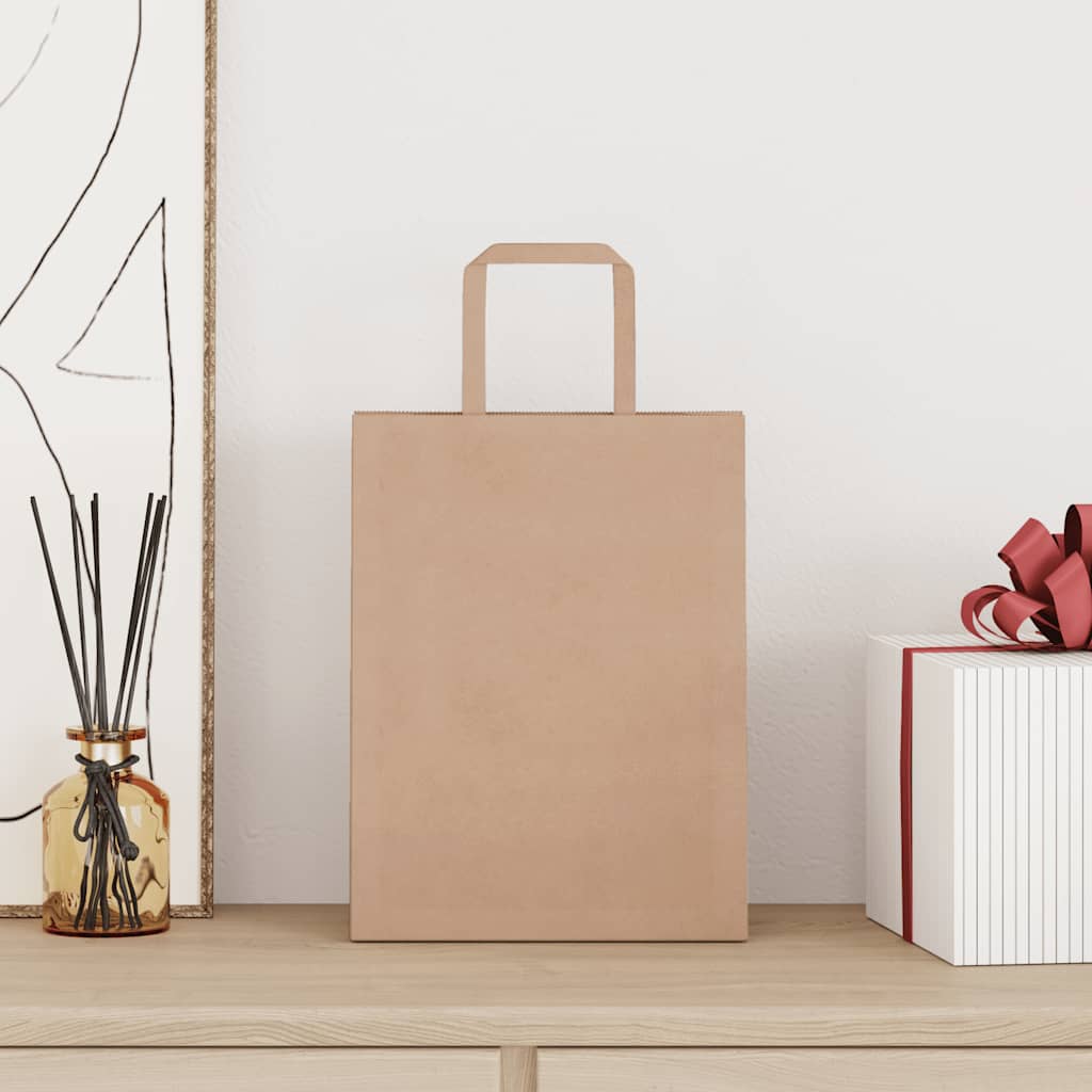 Vidaxl papieren zakken 250 st met hengsels 21x11x28 cm bruin