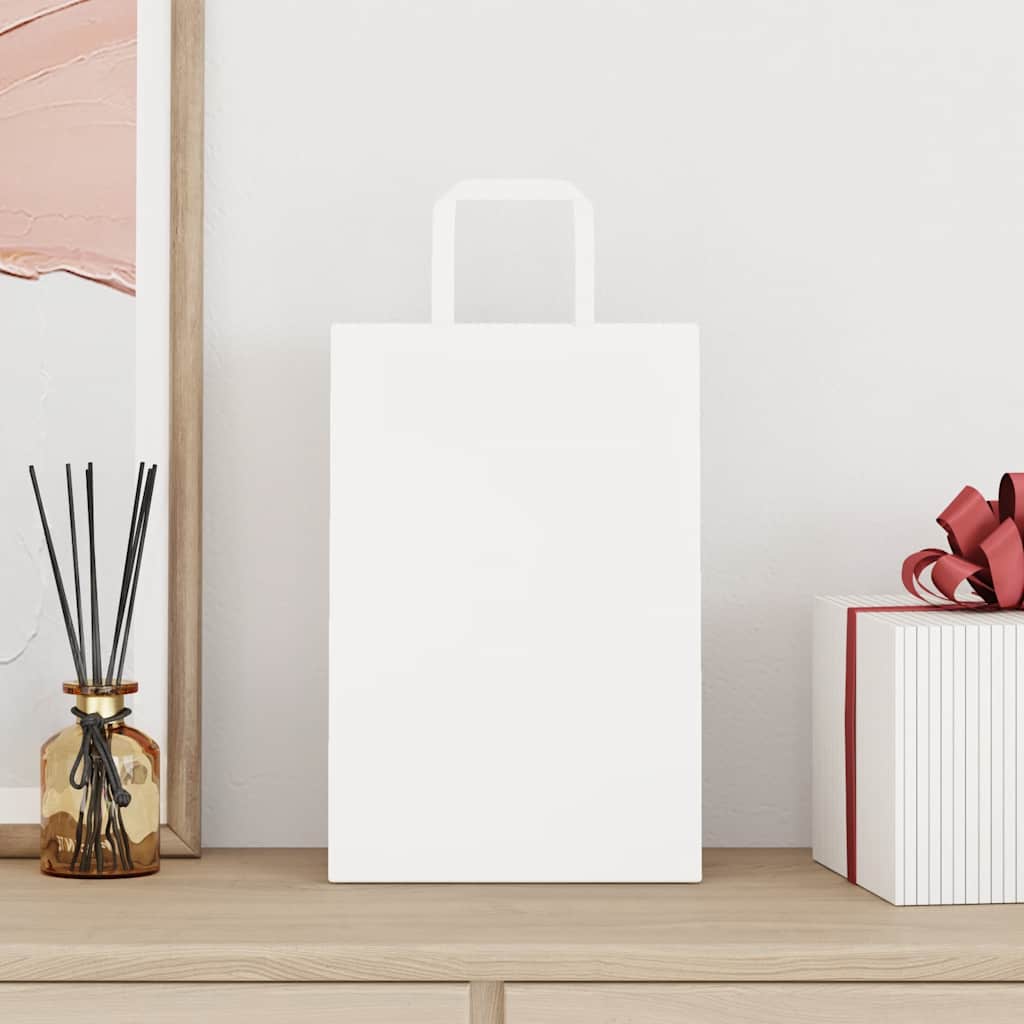 Vidaxl papieren zakken 50 st met hengsels 21x11x31 cm wit