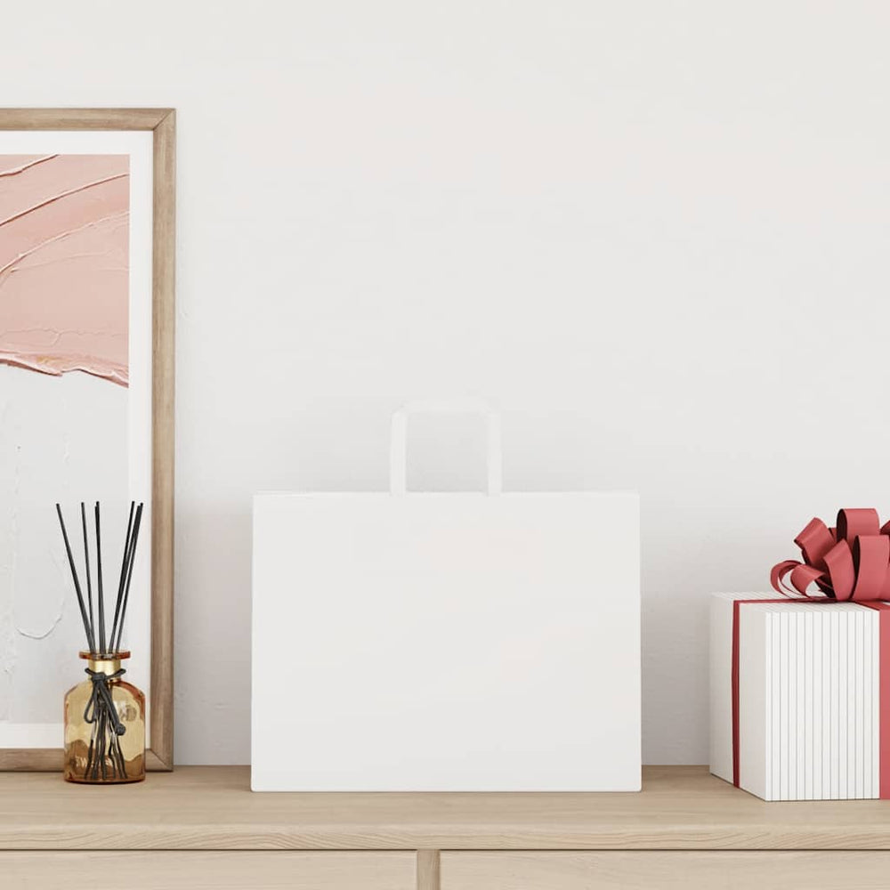 Vidaxl papieren zakken 50 st met hengsels 32x17x25 cm wit