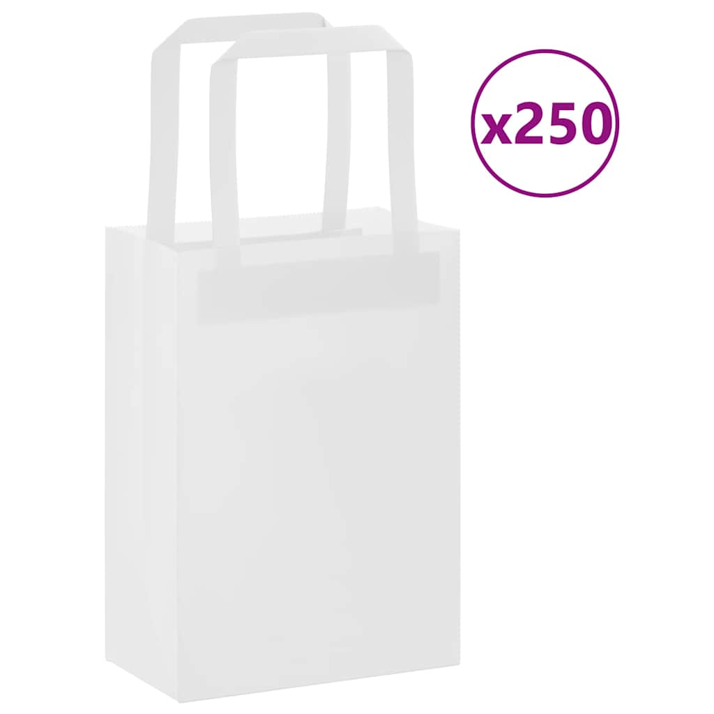 Vidaxl papieren zakken 250 st met hengsels 15x8x21 cm wit
