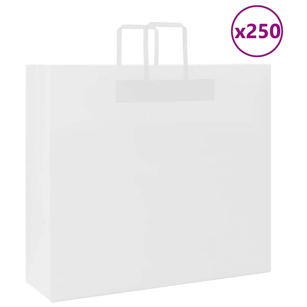 Vidaxl papieren zakken 250 st met hengsels 54x15x49 cm wit