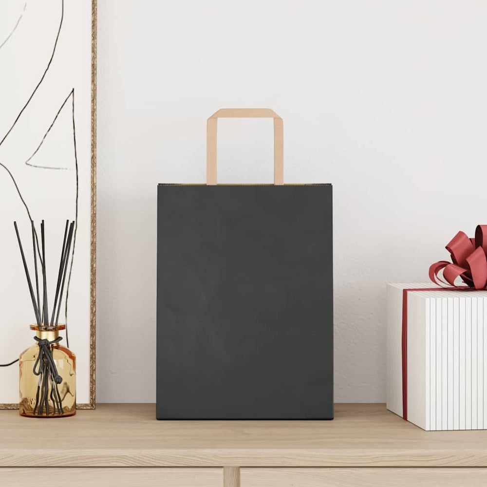 Vidaxl papieren zakken 50 st met hengsels 21x11x28 cm zwart