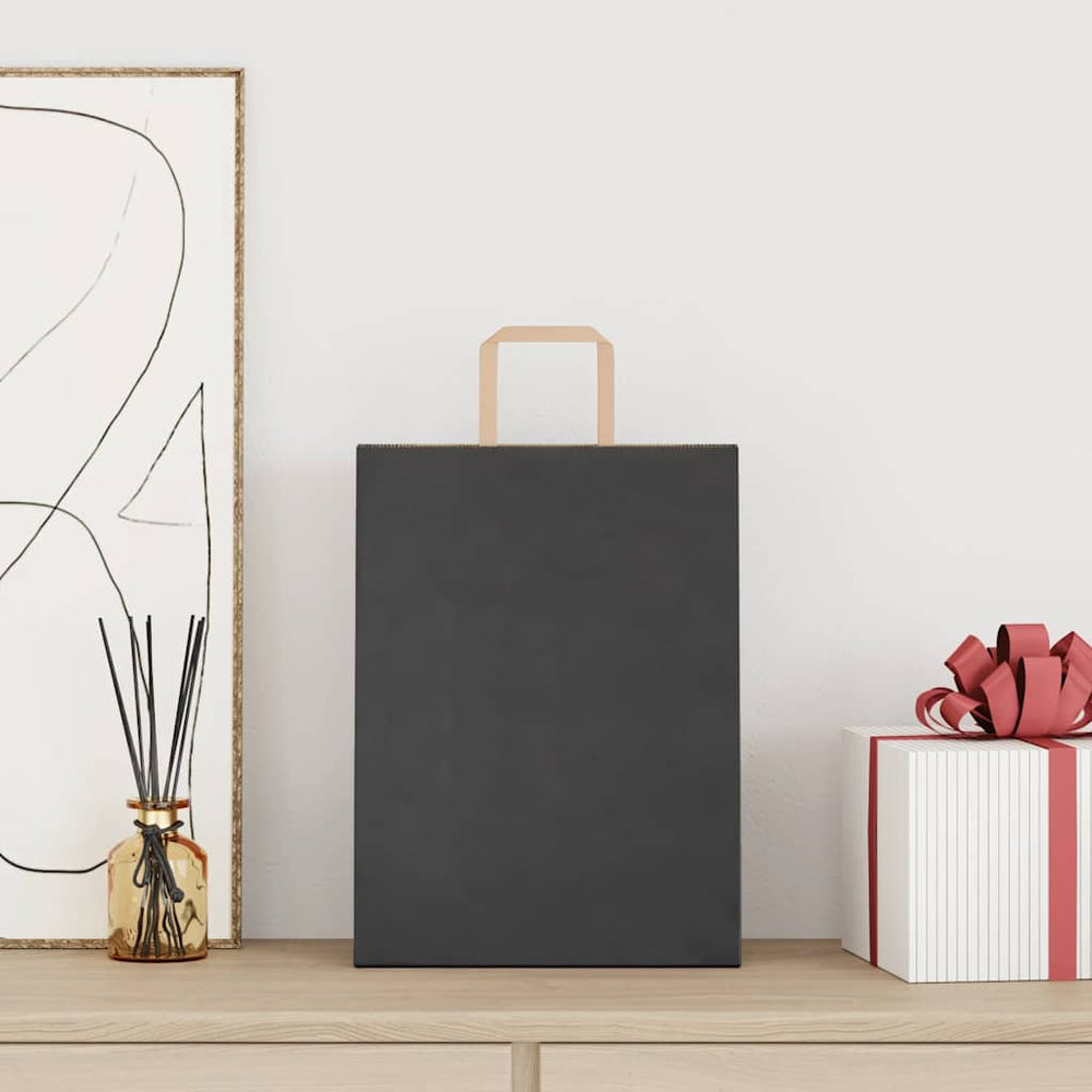 Vidaxl papieren zakken 250 st met hengsels 26x12x35 cm zwart