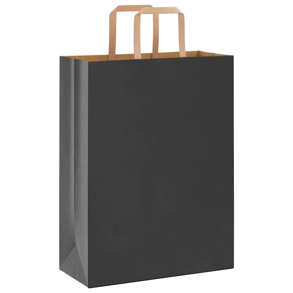 Vidaxl papieren zakken 250 st met hengsels 26x12x35 cm zwart