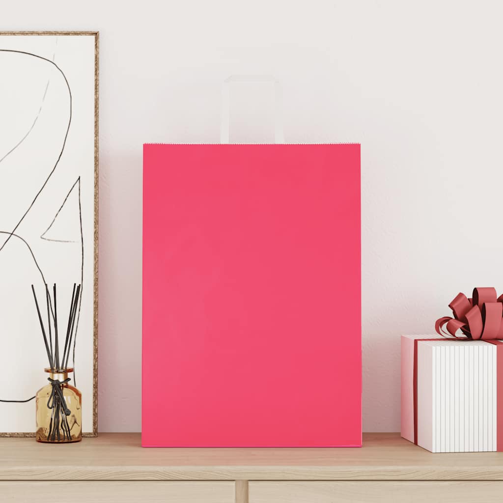 Vidaxl papieren zakken 50 st met hengsels 32x17x44 cm roze