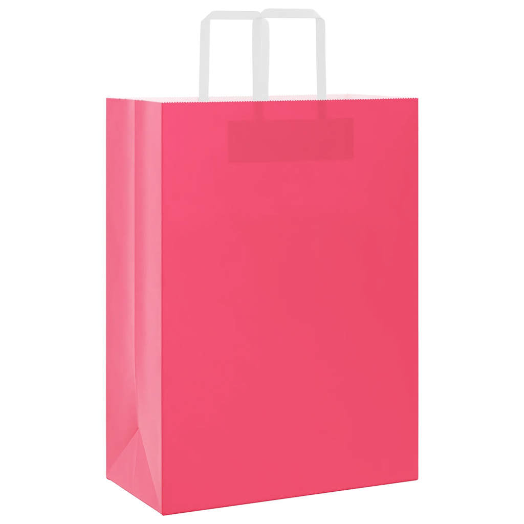 Vidaxl papieren zakken 50 st met hengsels 32x17x44 cm roze