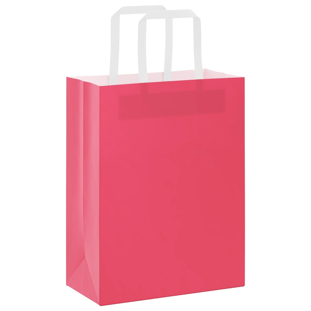 Vidaxl papieren zakken 250 st met hengsels 21x11x28 cm roze