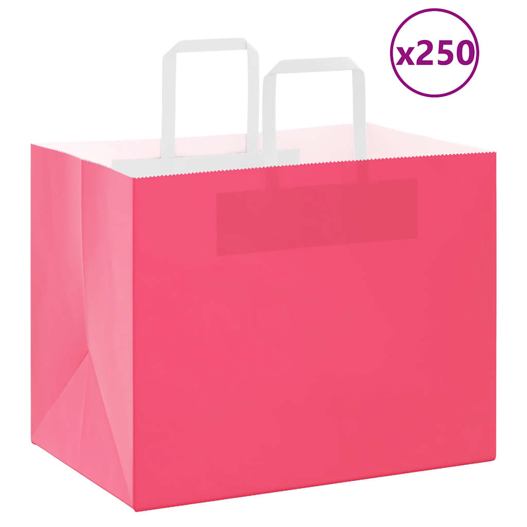 Vidaxl papieren zakken 250 st met hengsels 32x22x24 cm roze