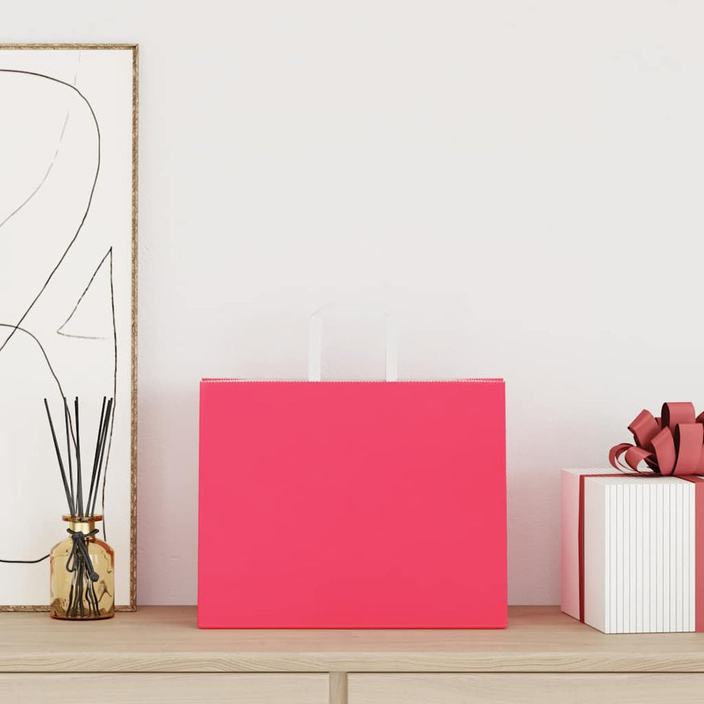 Vidaxl papieren zakken 250 st met hengsels 32x22x24 cm roze
