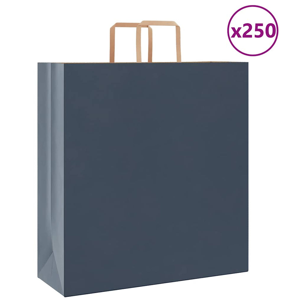 Vidaxl papieren zakken 250 st met hengsels 45x17x48 cm blauw