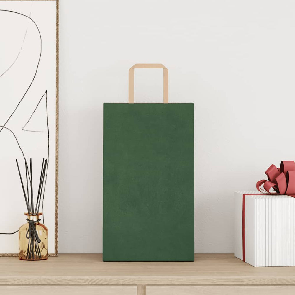 Vidaxl papieren zakken 250 st met hengsels 21x11x36 cm groen