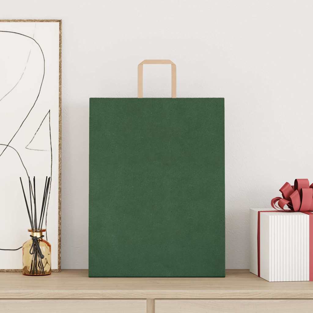Vidaxl papieren zakken 250 st met hengsels 32x12x42 cm groen