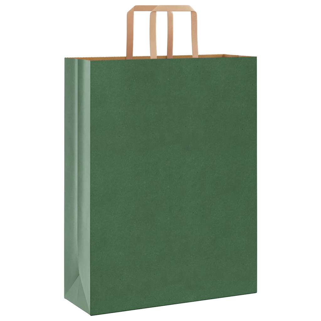 Vidaxl papieren zakken 250 st met hengsels 32x12x42 cm groen