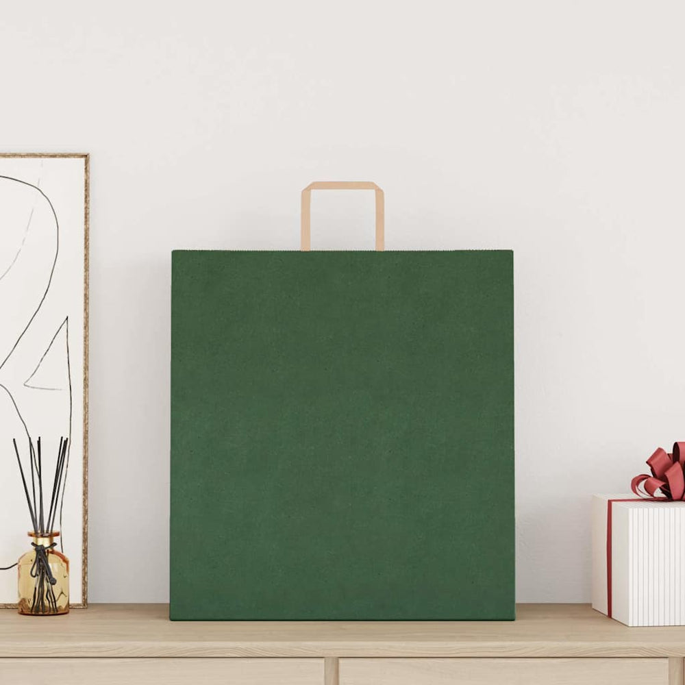 Vidaxl papieren zakken 250 st met hengsels 45x17x48 cm groen