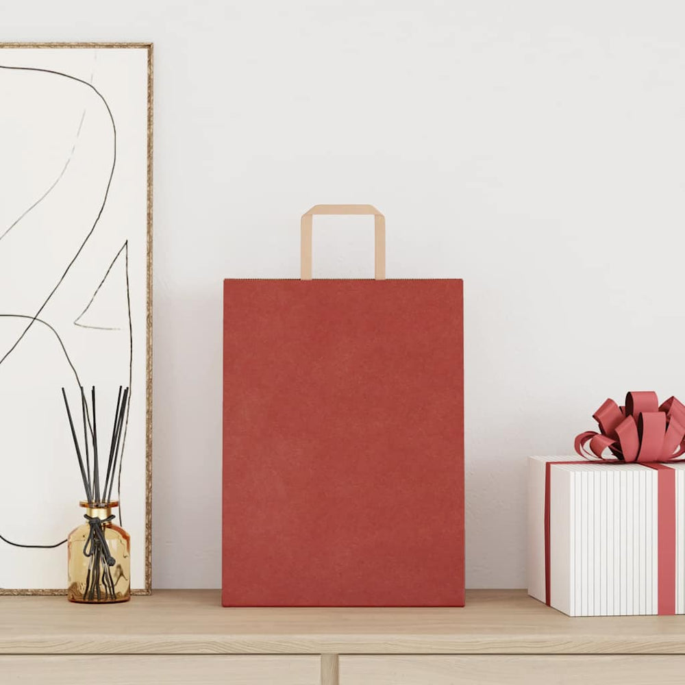 Vidaxl papieren zakken 250 st met hengsels 26x12x35 cm rood