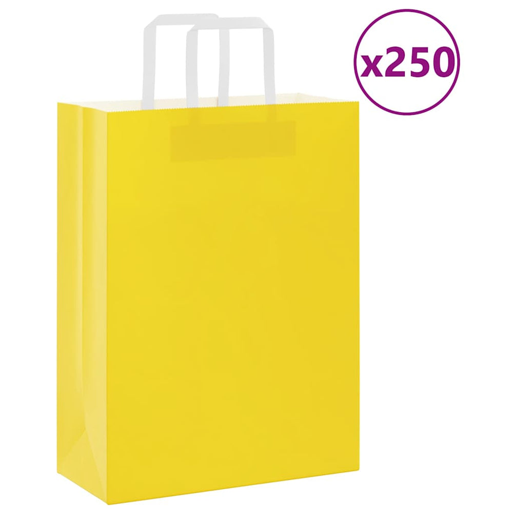 Vidaxl papieren zakken 250 st met hengsels 26x12x35 cm geel