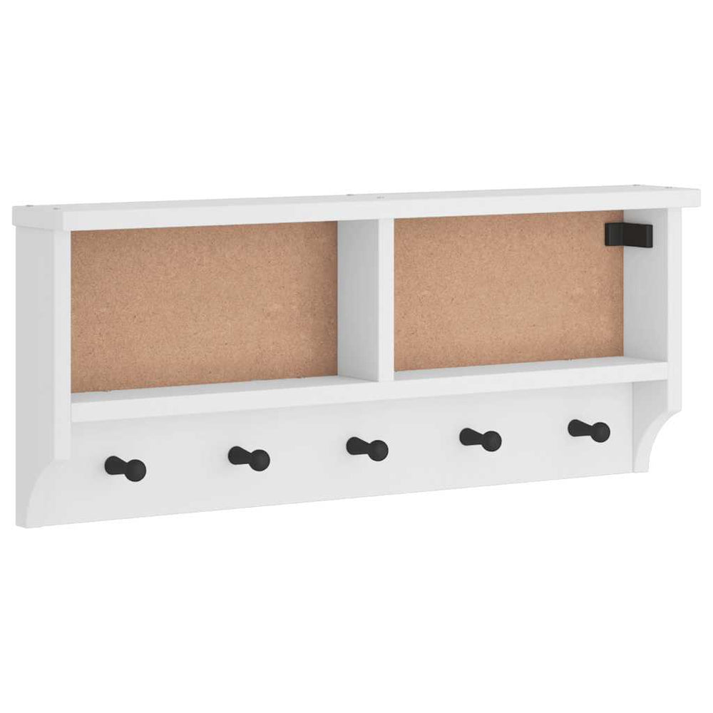Vidaxl wandkapstok sandnes wit 87x12x35 cm massief grenenhout