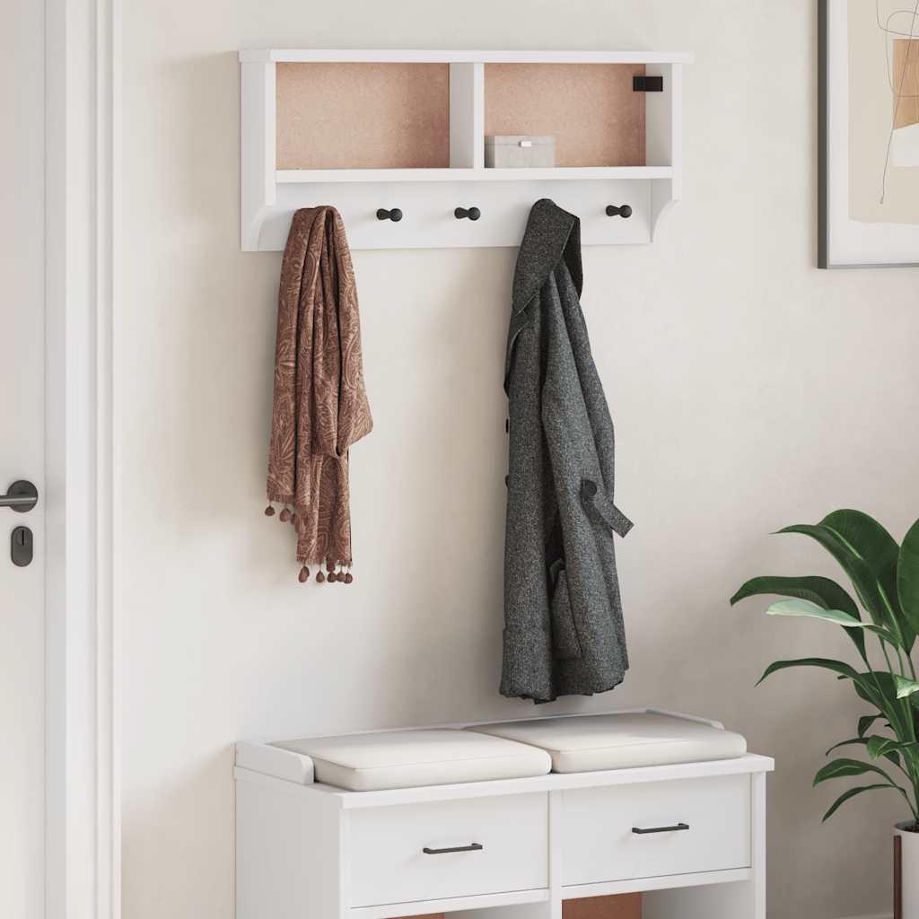 Vidaxl wandkapstok sandnes wit 87x12x35 cm massief grenenhout