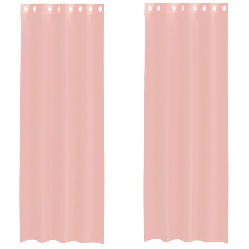 Vidaxl gordijnen voile met doorvoertules 2 st 140x300 cm roze