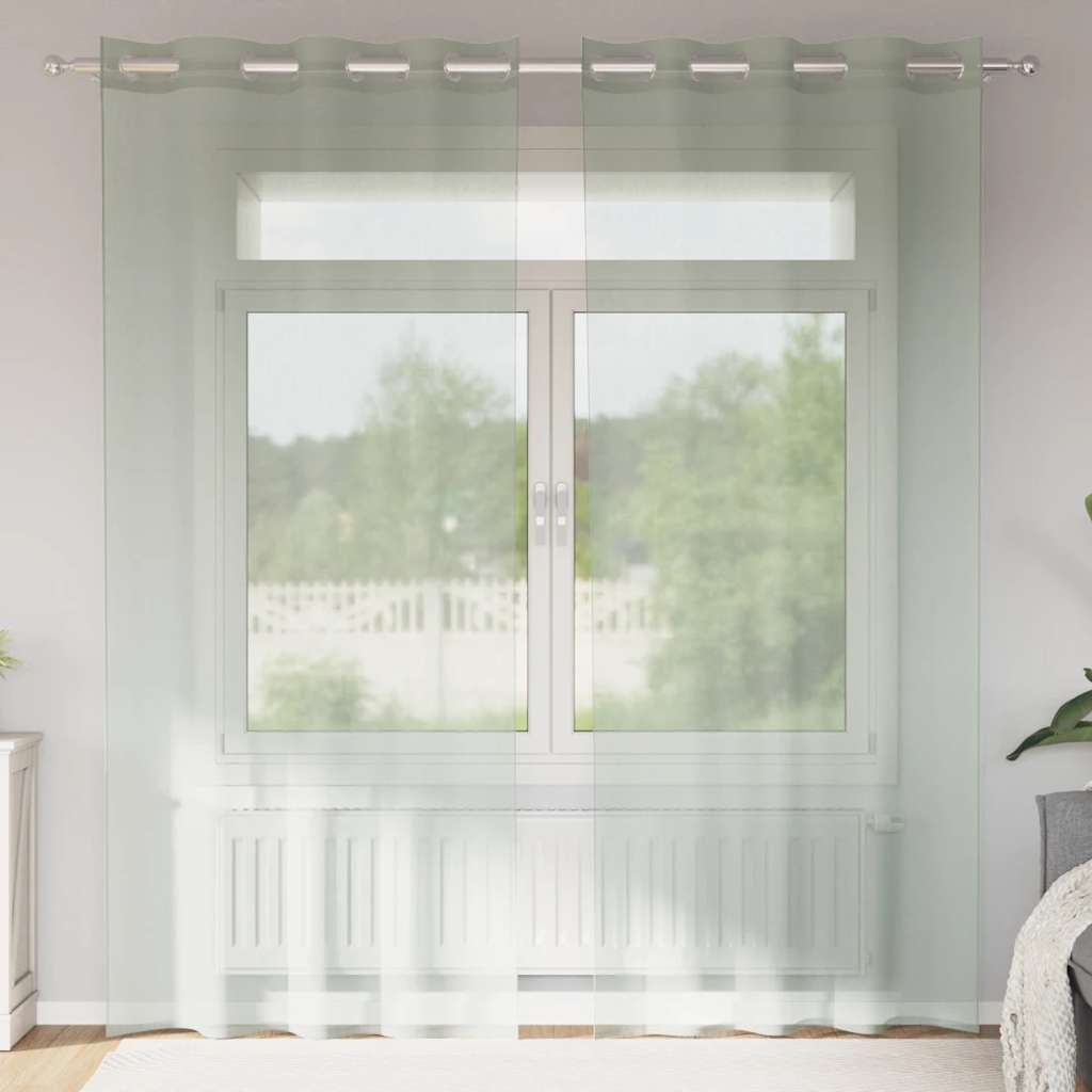 Vidaxl gordijnen voile met doorvoertules 2 st 140x245 cm lichtgrijs