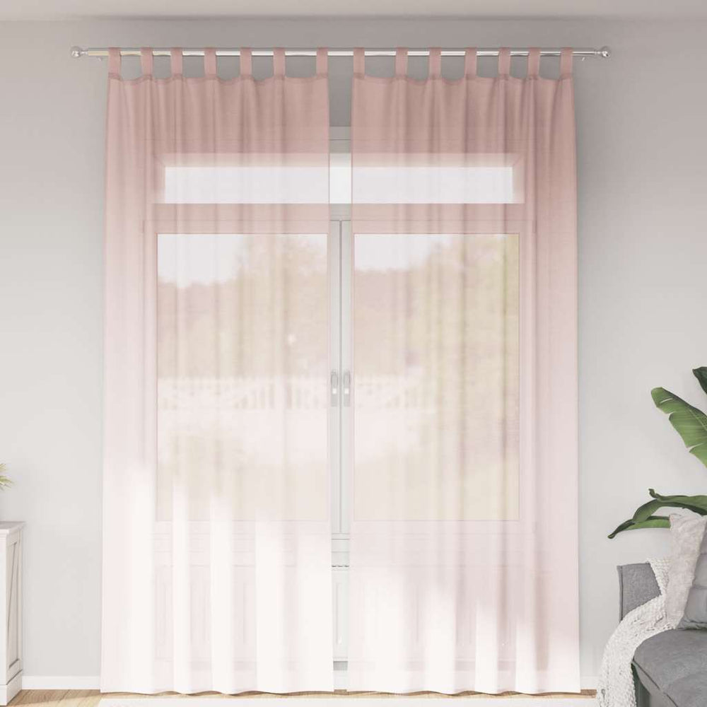 Vidaxl gordijnen voile met lussen 2 st 140x260 cm lichtroze