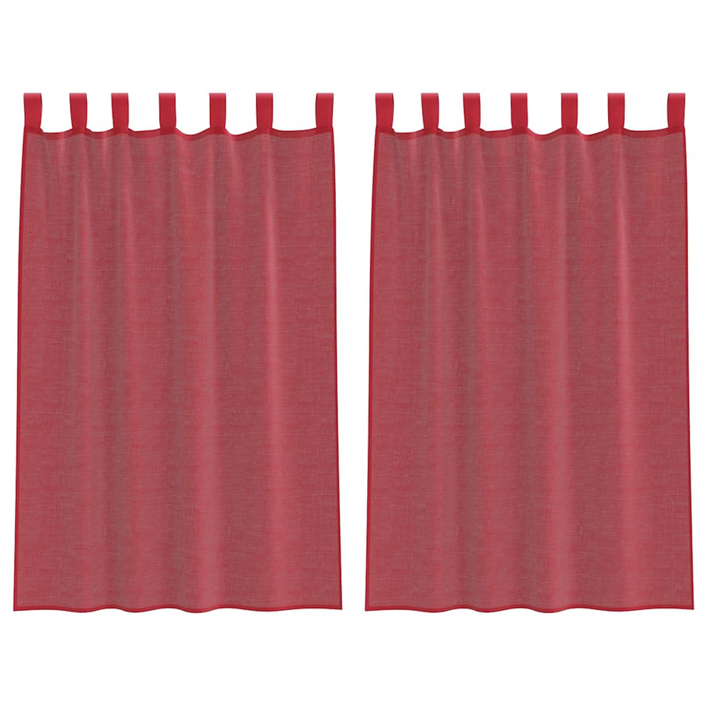 Vidaxl gordijnen voile met lussen 2 st 140x175 cm wijnrood