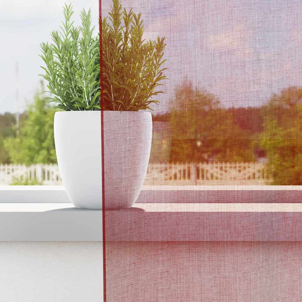 Vidaxl gordijnen voile met lussen 2 st 140x225 cm wijnrood