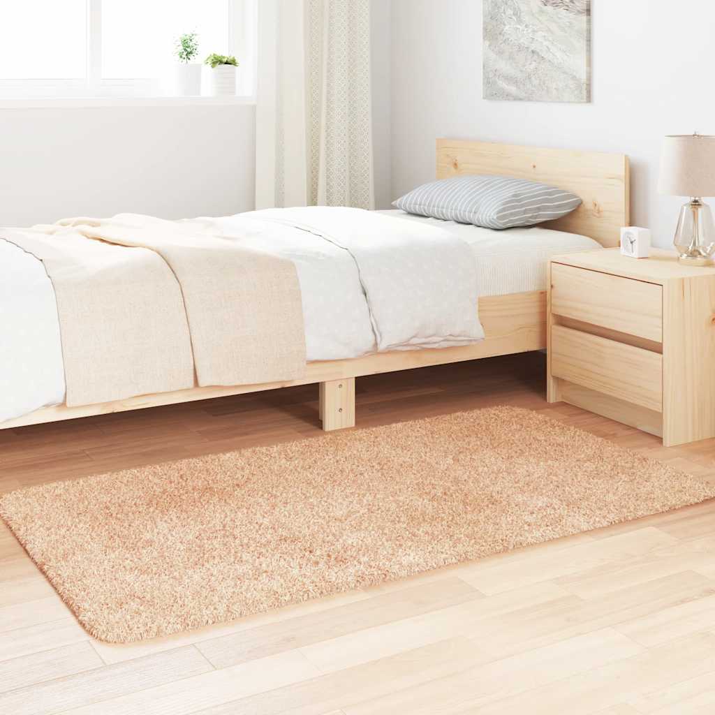 Vidaxl hoogpolig vloerkleed navarra 80x150 cm polyester beige