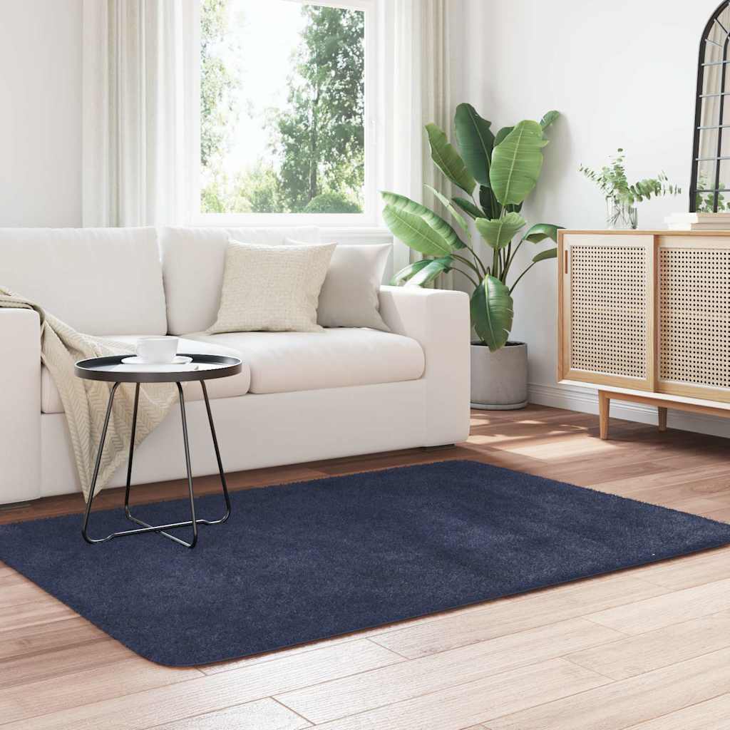 Vidaxl hoogpolig vloerkleed navarra 120x170 cm polyester marineblauw