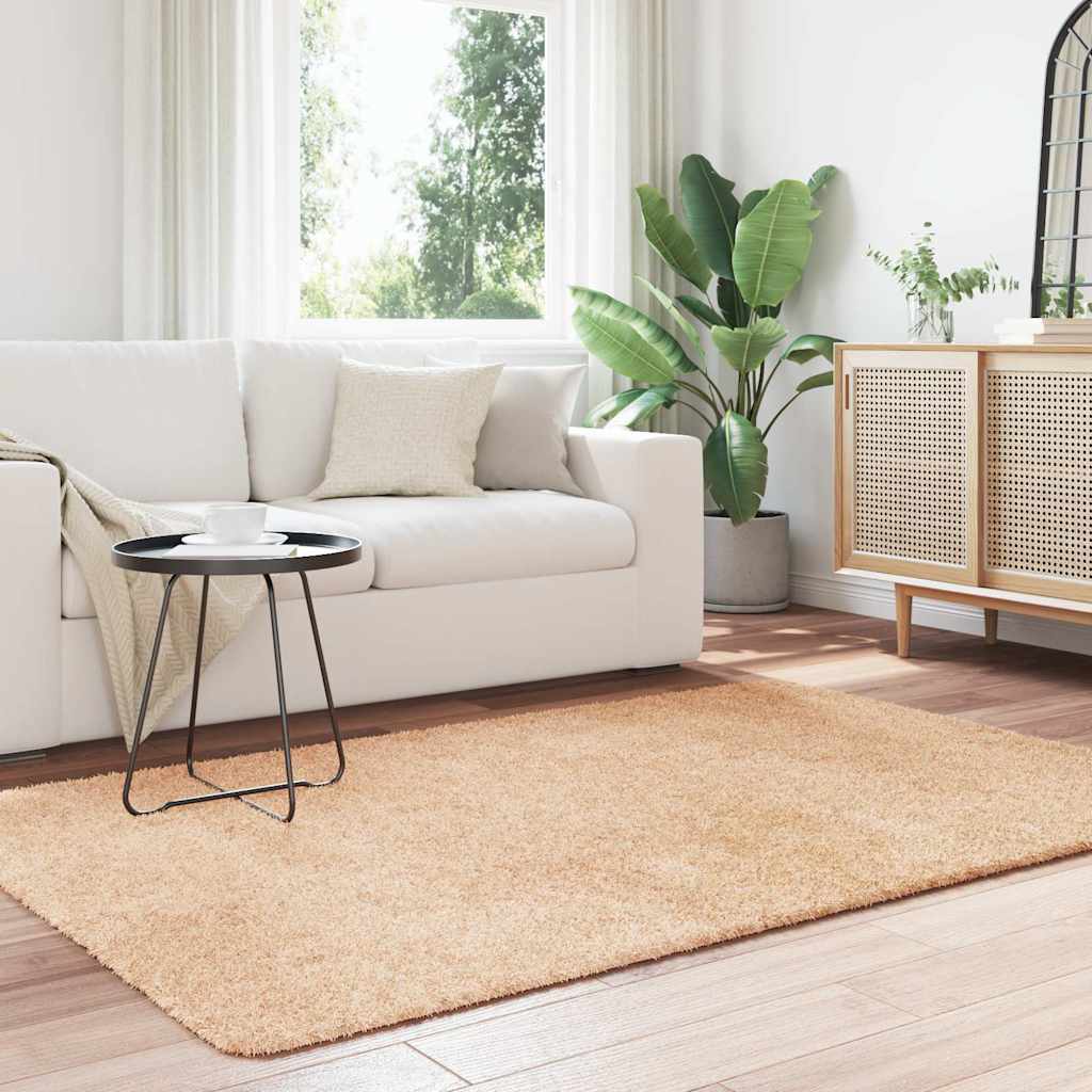 Vidaxl hoogpolig vloerkleed navarra 130x200 cm polyester beige