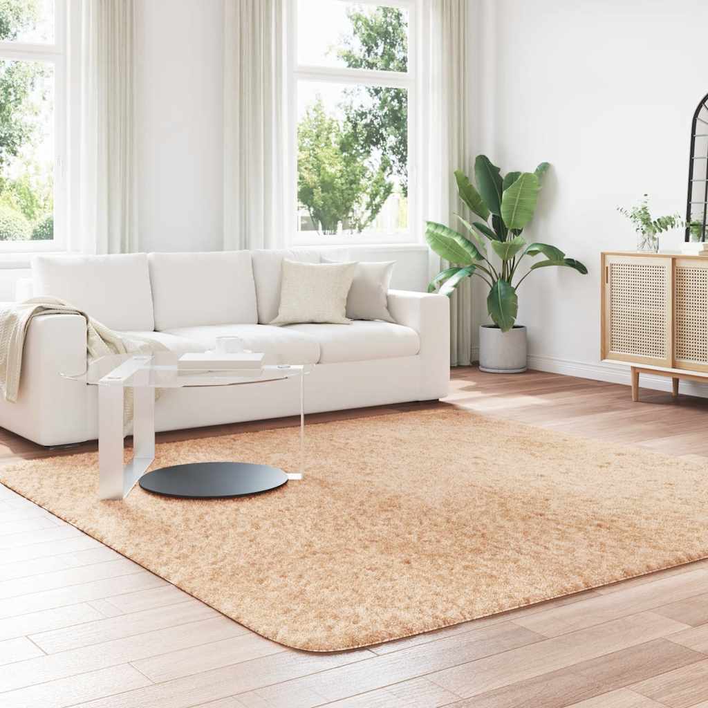 Vidaxl hoogpolig vloerkleed navarra 240x240 cm polyester beige