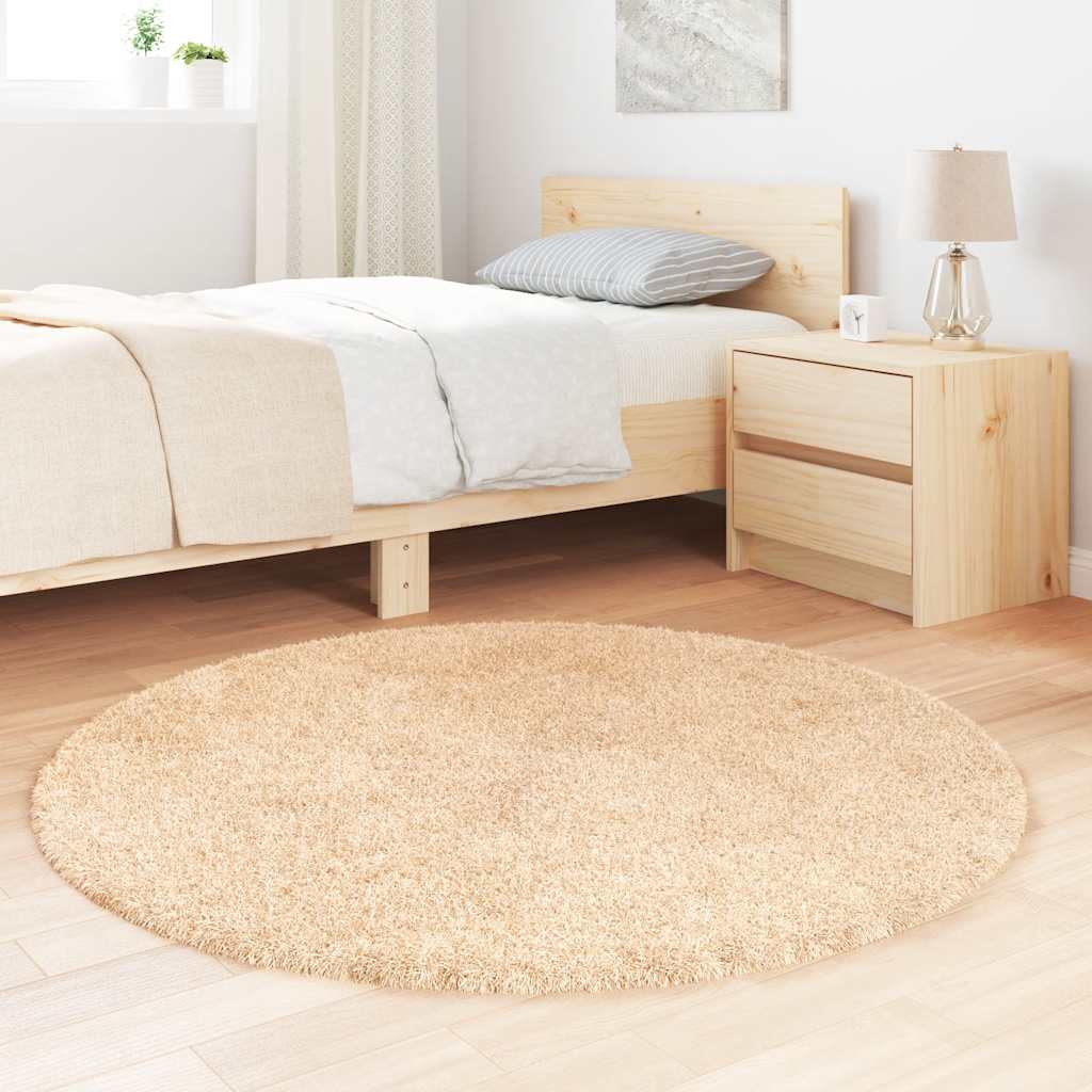 Vidaxl hoogpolig vloerkleed navarra 120x120 cm polyester beige