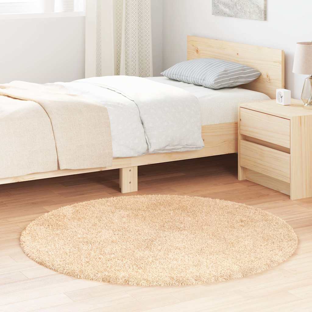 Vidaxl hoogpolig vloerkleed navarra 120x120 cm polyester beige