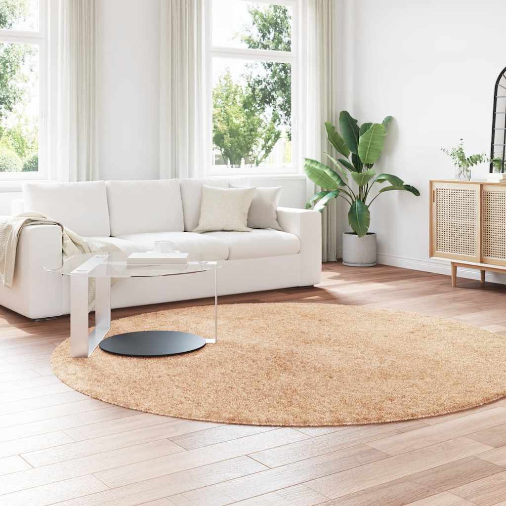 Vidaxl hoogpolig vloerkleed navarra 240x240 cm polyester beige