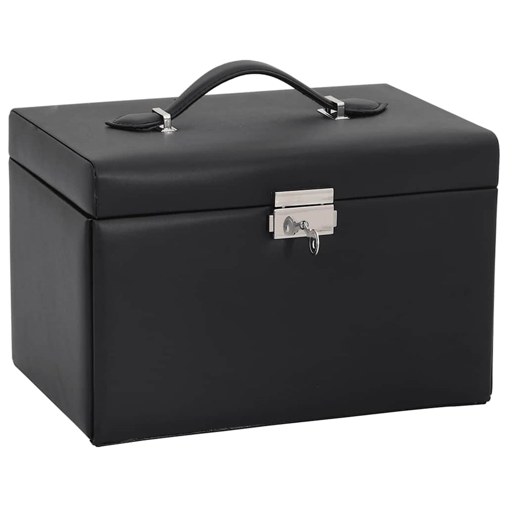 Vidaxl sieradendoosje 3-laags spiegel afsluitbaar 26x18x17,5 cm zwart