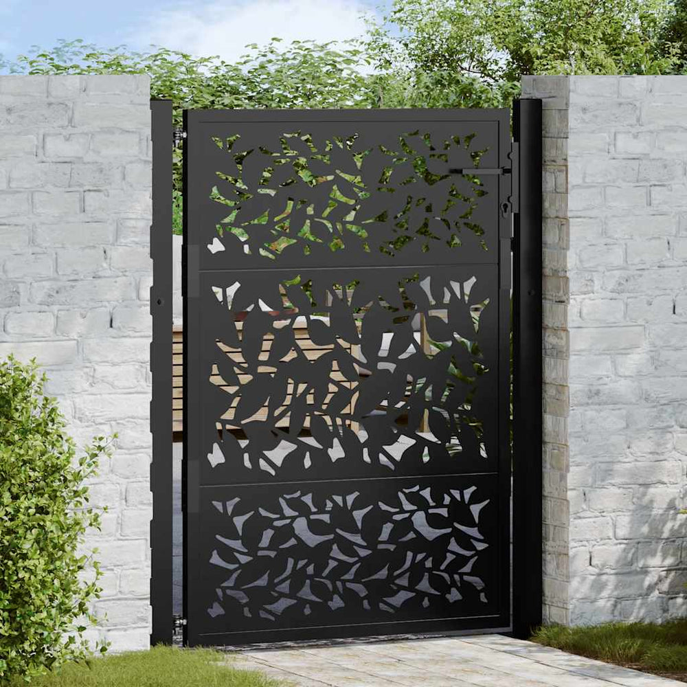Vidaxl poort met bladontwerp 100x125 cm staal zwart