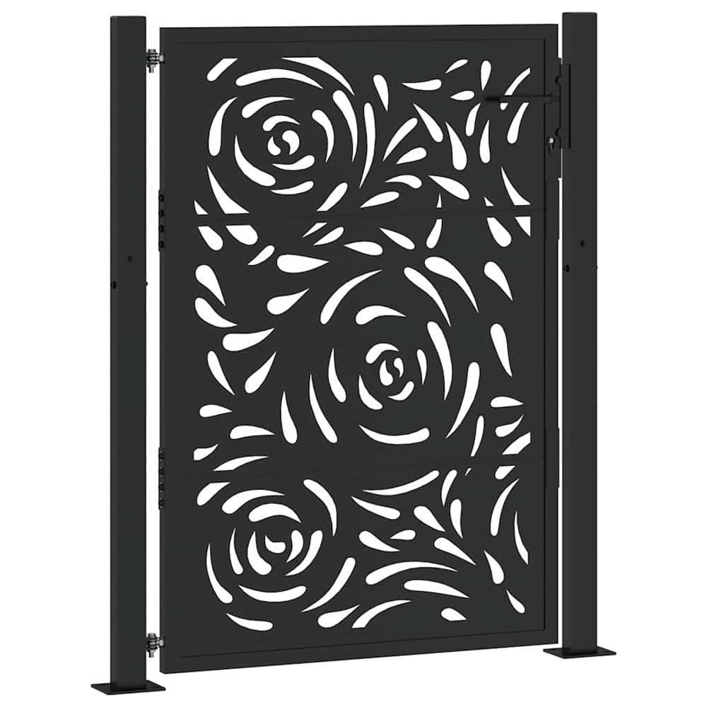 Vidaxl poort met vlamontwerp 100x125 cm staal zwart
