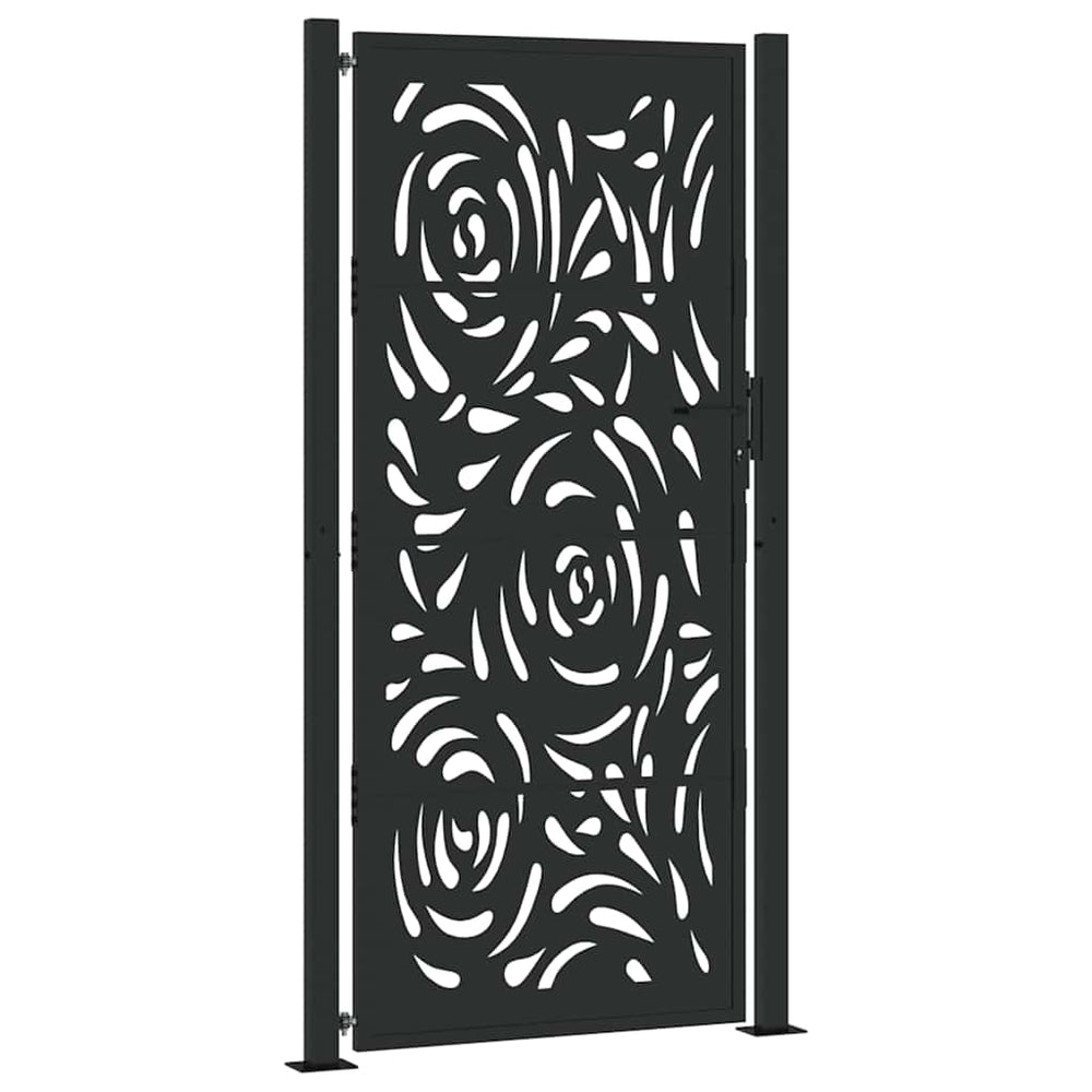 Vidaxl poort met vlamontwerp 100x200 cm staal zwart